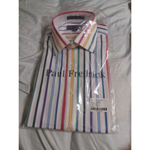 NWT Paul Fredrick Mens Cotton Pinpoint‎ Stripe Shirt Size Medium